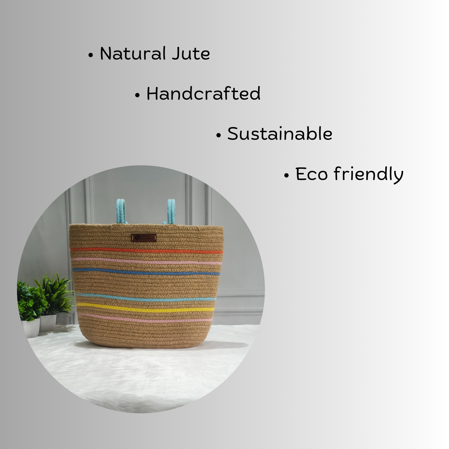 Jute Handmade Multicolor Tote Bag