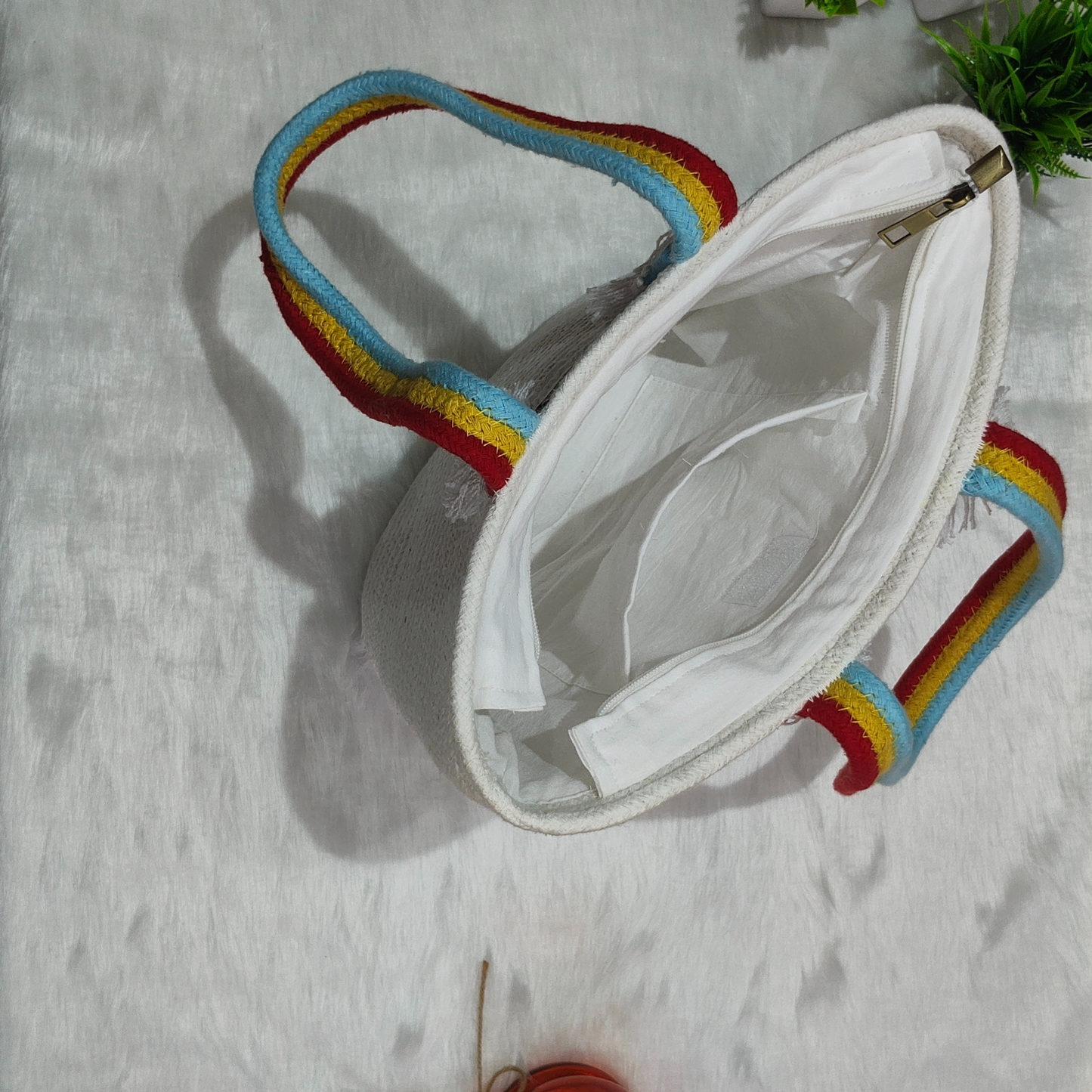 Natural Cotton Handbag - White
