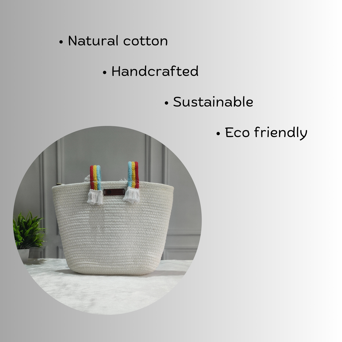 Natural Cotton Handbag - White