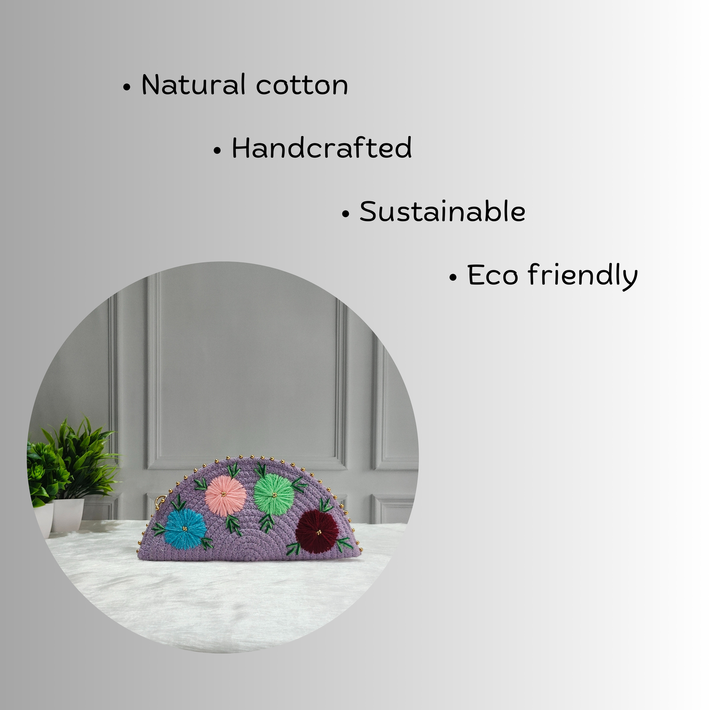 Embroidered Clutch Bag - Purple