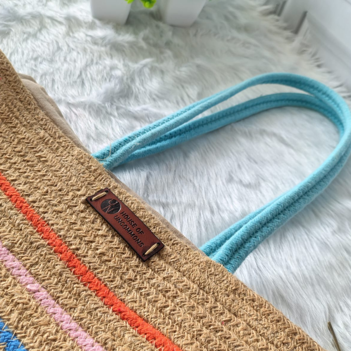 Jute Handmade Multicolor Tote Bag