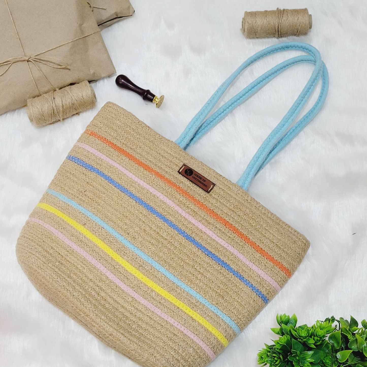 Jute Handmade Multicolor Tote Bag