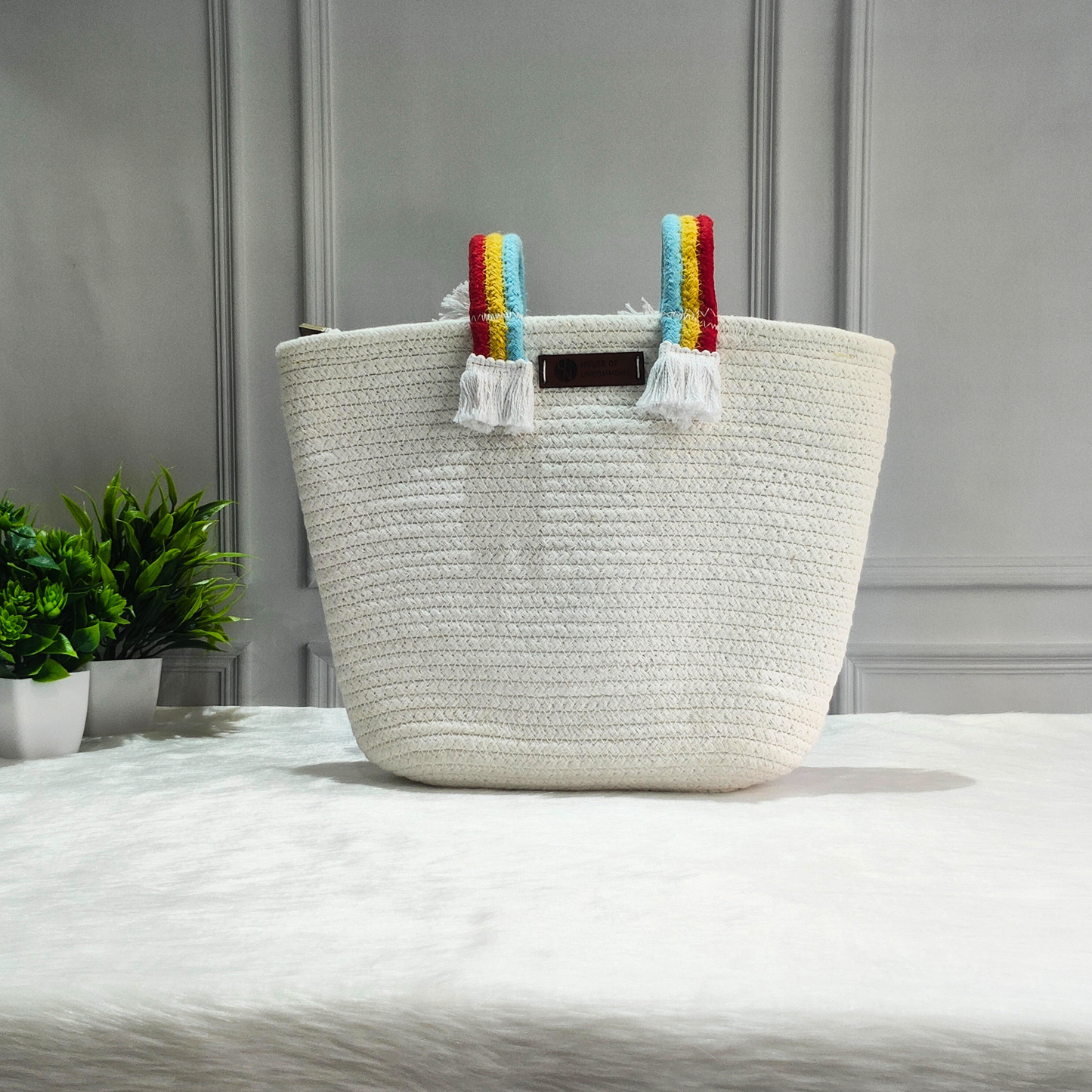 Natural Cotton Handbag - White