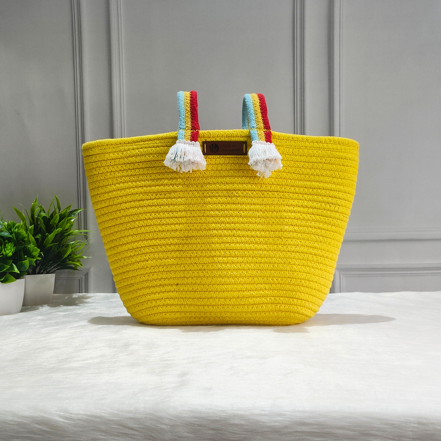 Natural Cotton Handbag - Yellow