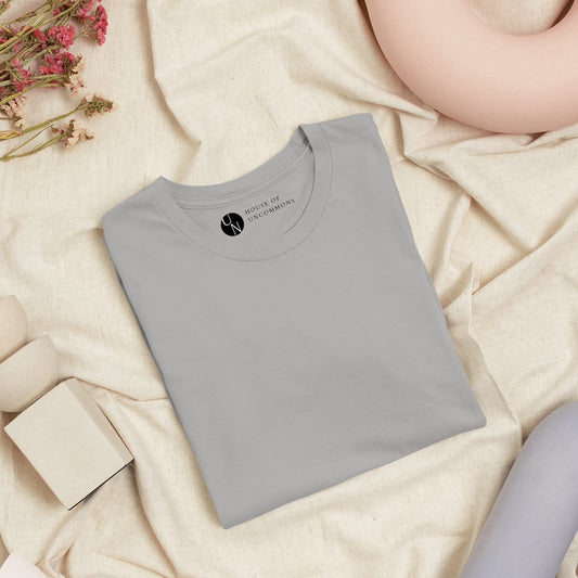 Melange Grey Plain Women T shirt