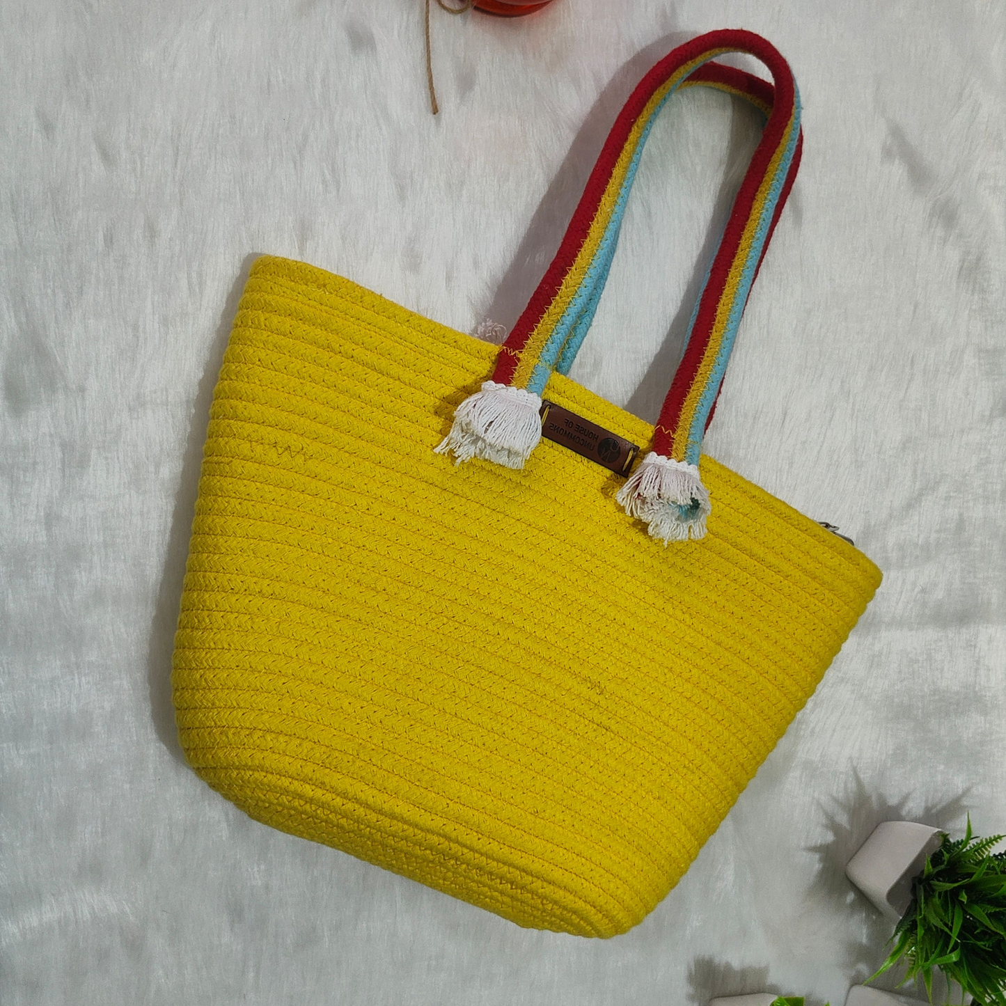 Natural Cotton Handbag - Yellow