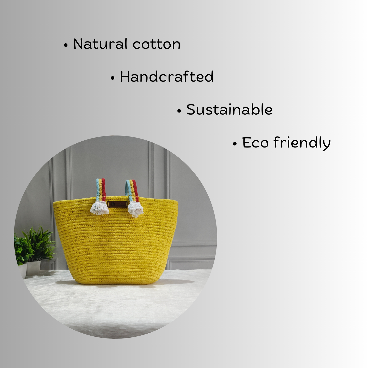 Natural Cotton Handbag - Yellow