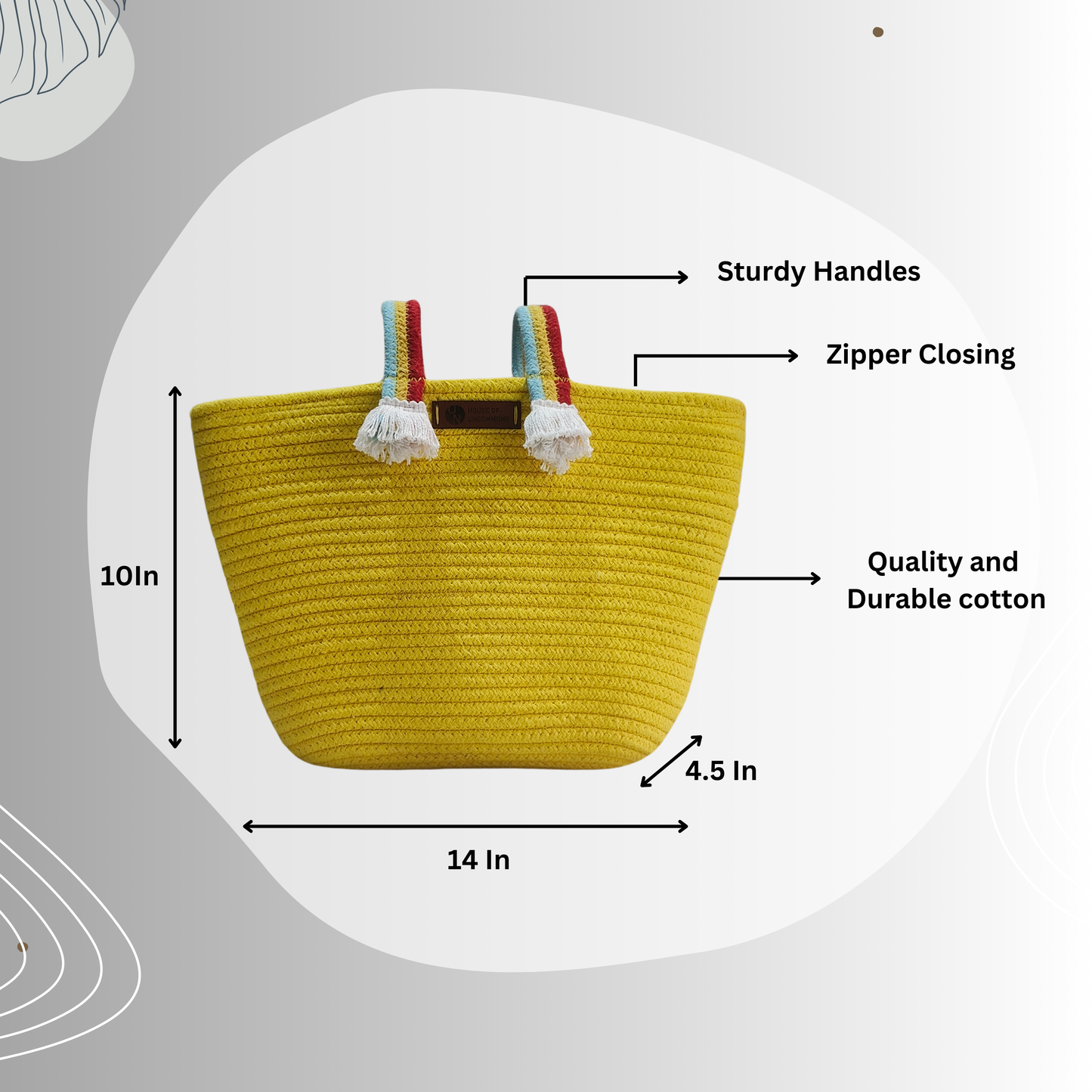 Natural Cotton Handbag - Yellow