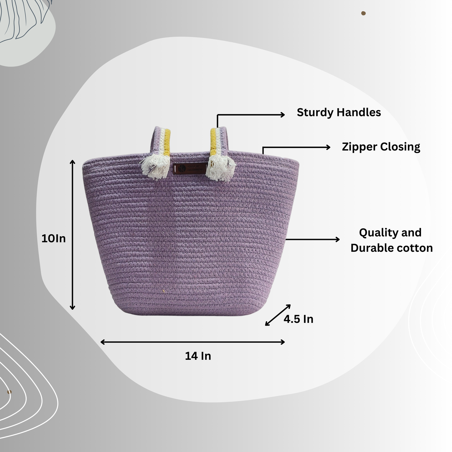 Natural Cotton Handbag - Purple