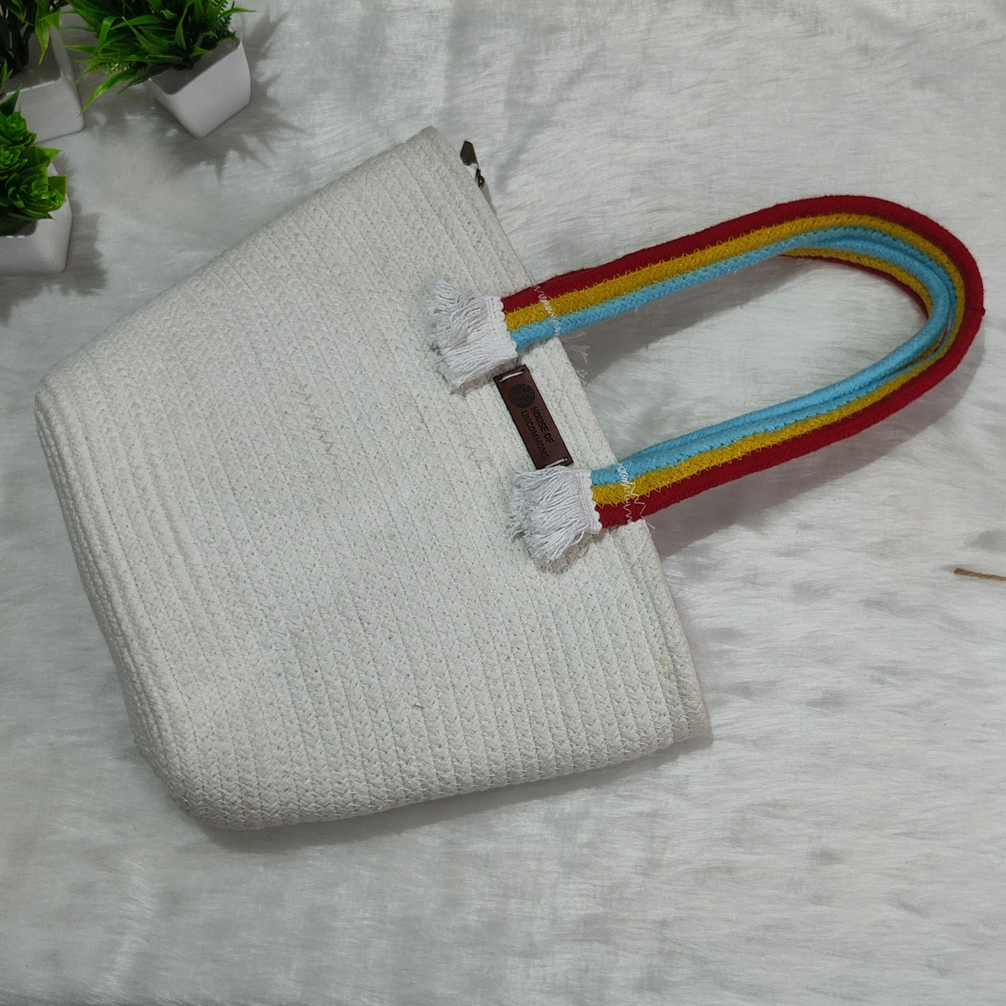 Natural Cotton Handbag - White