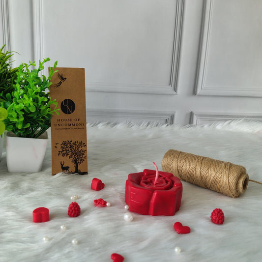 Rose Duo Soy Wax Candle Red and White