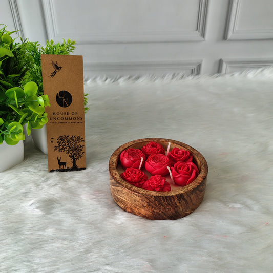 Rose Blossom Soy Wax Candle in Wooden Jar