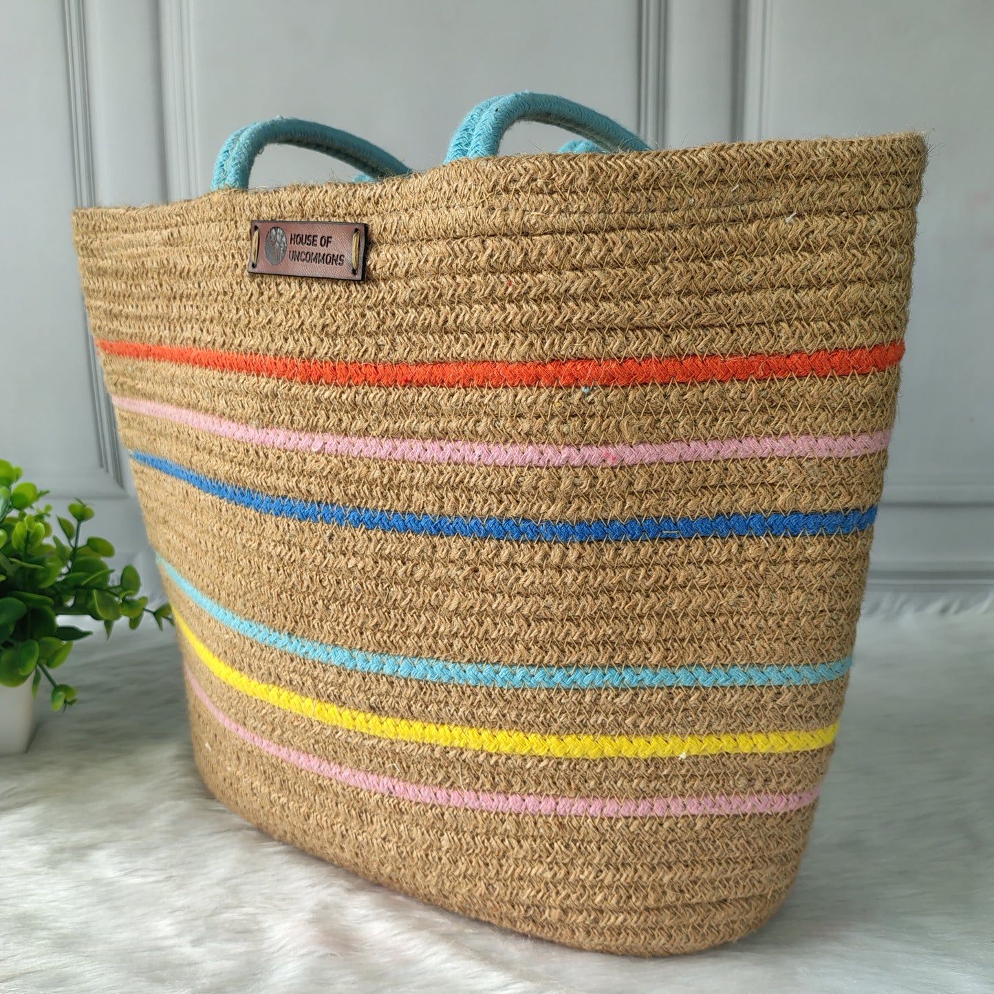 Jute Handmade Multicolor Tote Bag